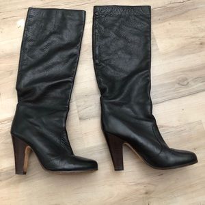 Dolce Vita Knee Length Slouchy Genuine Leather Black Boots 7.5